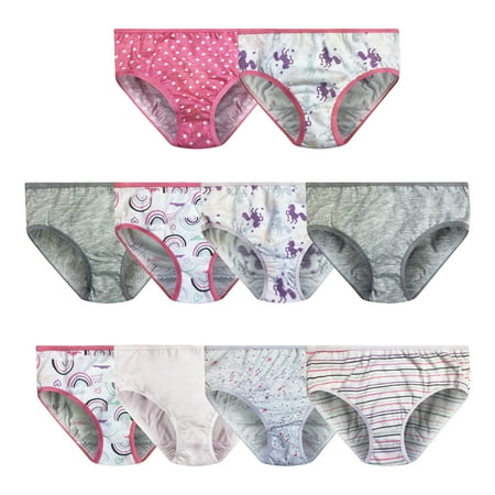 Jessica Simpson Girls Underwear, 10 Pack Kids Panties, Sizes 4-12 Hipster Briefs