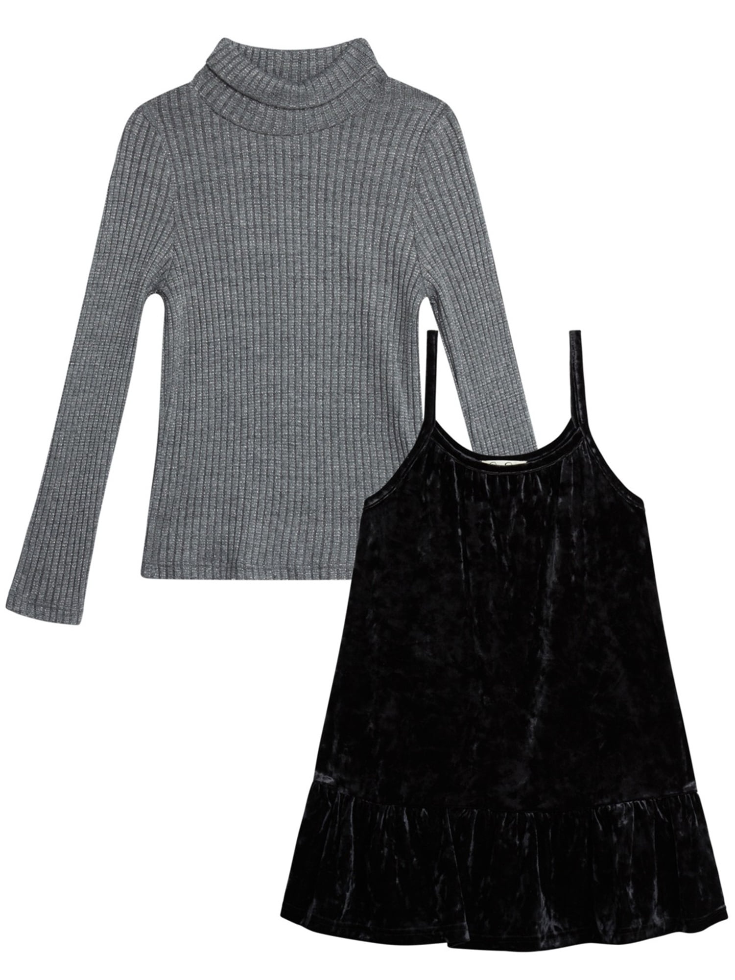 Jessica Simpson Girls' Turtleneck and Velour Dress Set, 2-Piece, Sizes 4-8