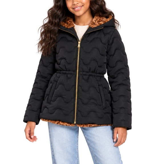 Jessica Simpson Girls Winter Coat Faux Fur Lined Heavyweight Hooded Parka Jacket with Elastic Waist
