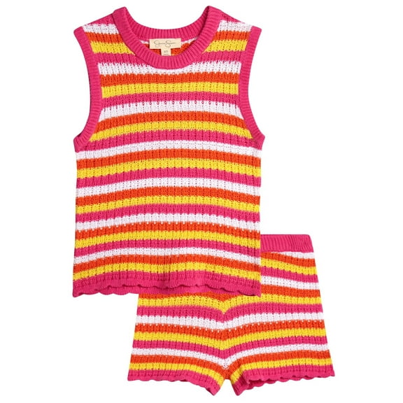 Jessica Simpson Girls striped Short Set, Size 7-14/16