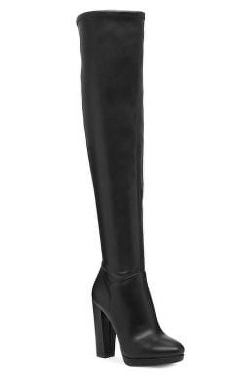 Jessica Simpson Grandie Black Over The Knee Hi Chunky Heel Luxe Stretch Boots 8