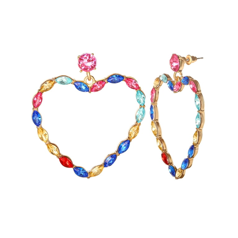 ハートドロップス「Heart Drops メイソンジャー S」 Jessica Simpson Heart Drop Earrings with Multi-Color Stones