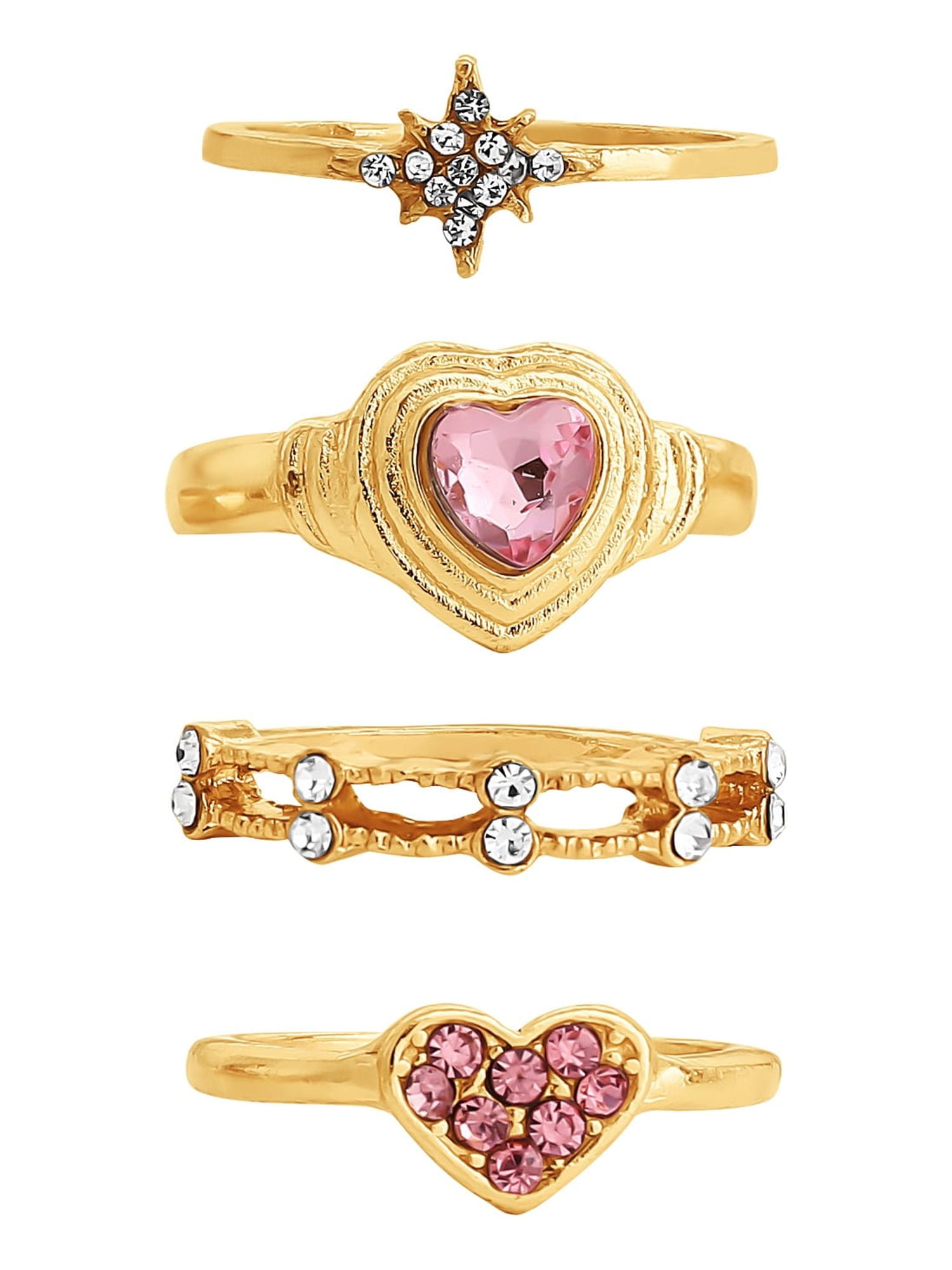 JESSICA SIMPSON Heart Ring Set, Set of 5