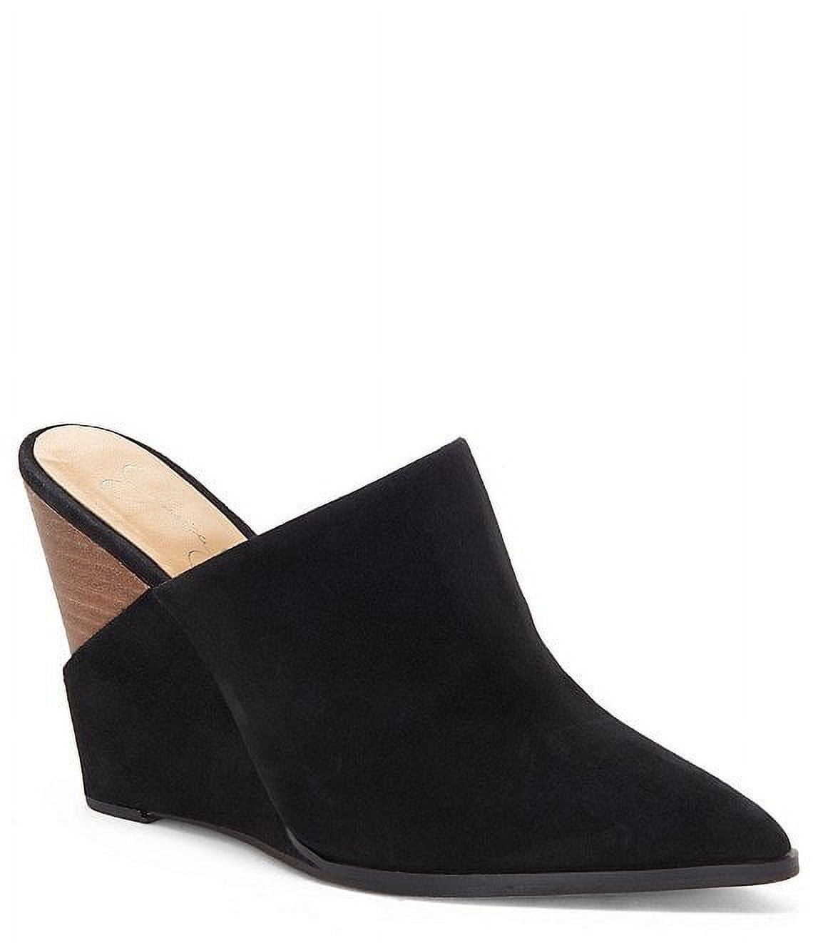 Jessica Simpson Heilo Black Suede Pointed Toe Wedge Open Back Mules 8