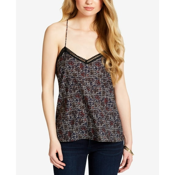 Jessica Simpson Juniors Printed Strappy Crochet Cami Blurred Floral L