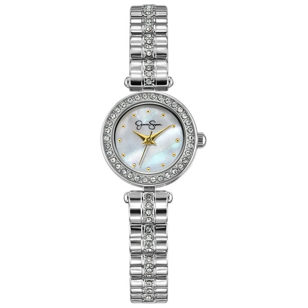 JESS  Jessica Simpson Ladies 22mm Silver Tone Mini Mother Of Pearl