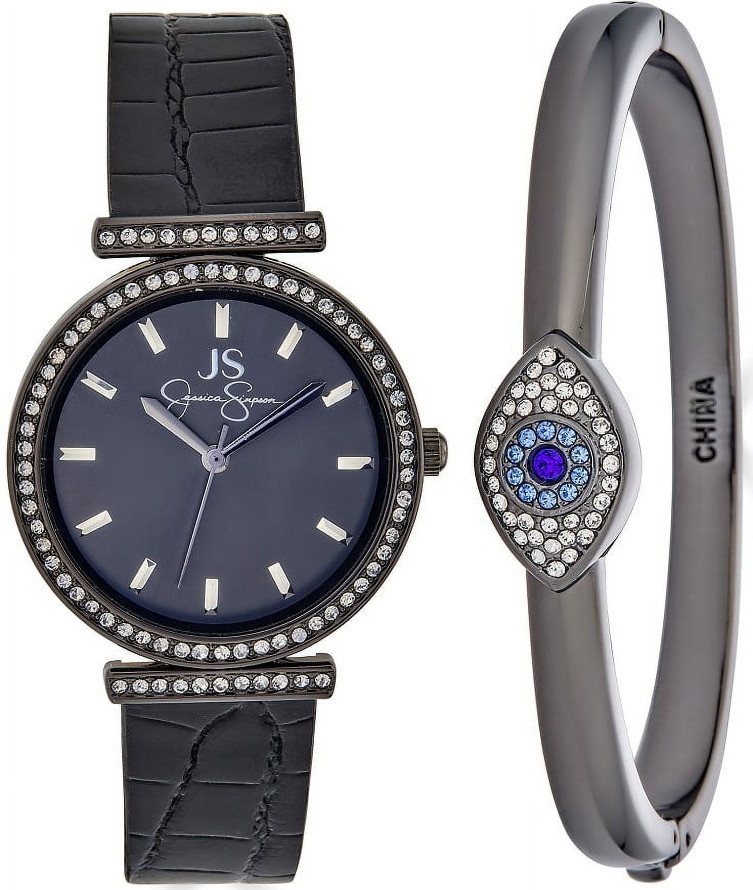 Jessica Simpson Ladies 34mm Gold Tone Crystal Accent Mother