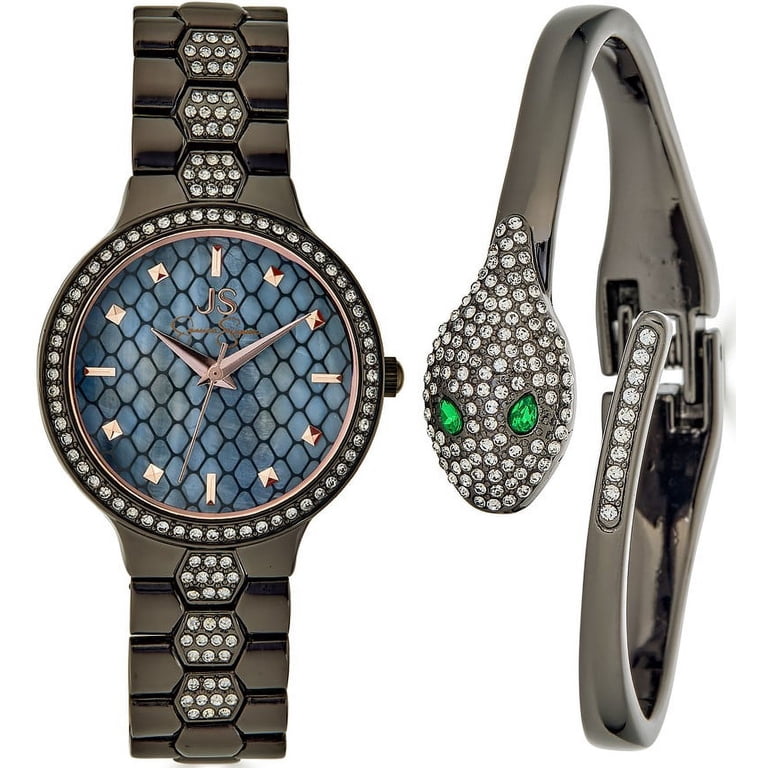 Jessica Simpson Watch/Snake Bangle Jessica Simpson Ladies 34mm Gold Tone Crystal Accent Mother  main image 3