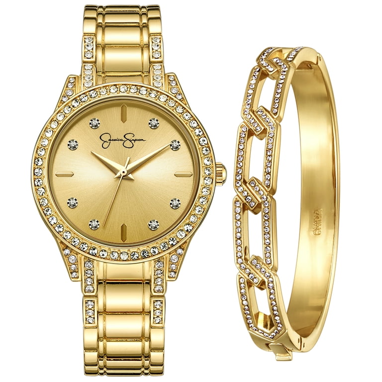 Jessica Simpson Ladies 35mm Gold Tone Crystal Encrusted  display picture 1
