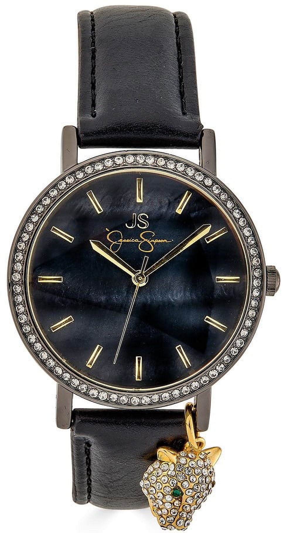 Jessica Simpson Ladies 38mm Gunmetal Tone Crystal Accent
