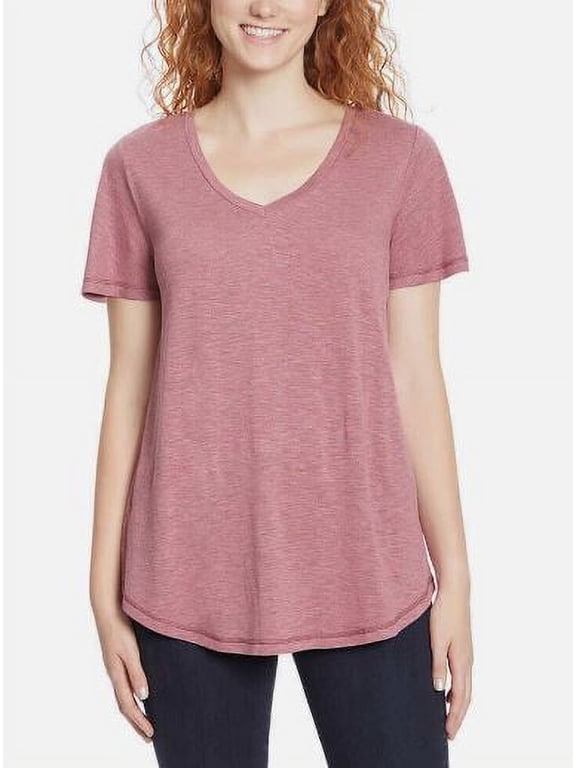 Ladies' Flutter Sleeve Tee, Pink Medium