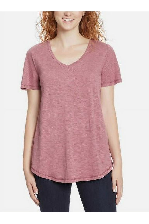 Ladies' Flutter Sleeve Tee, Pink Medium