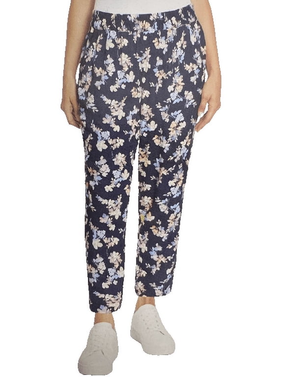 Ladies? Printed Pull-on Pant 1583709 (Navy Flowers, Medium)