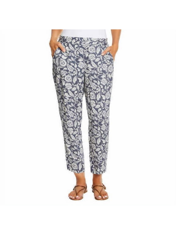 Ladies Printed Pull-on Pant, Batik Flora Medium