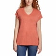 thumbnail image 1 of Jessica Simpson Ladies' Size XL, V-Neck Knit Short Sleeve Top, Burnt Sienna, 1 of 3