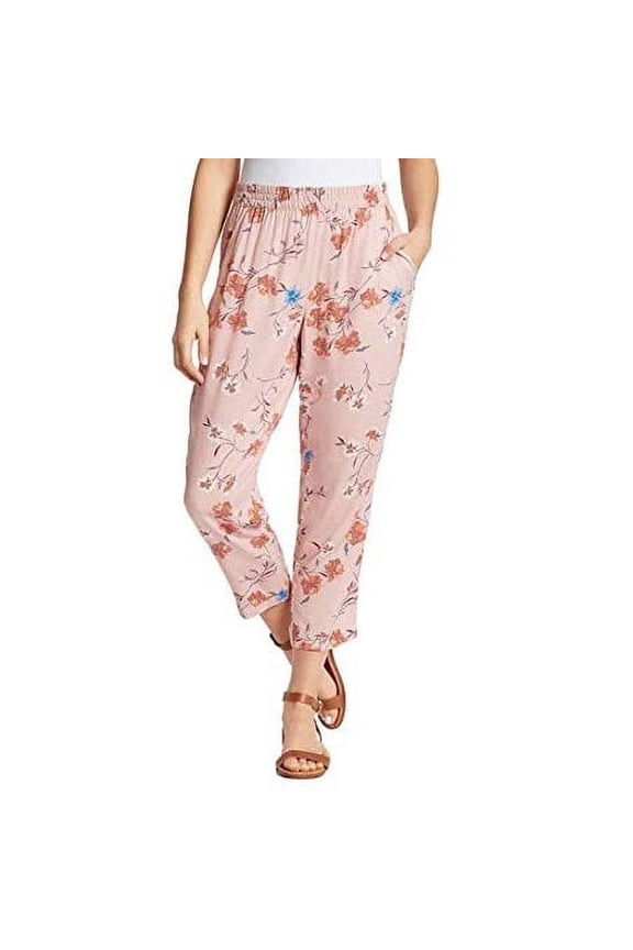 Ladies Printed Pull-on Pants Size: XL, Color: Pink Floral