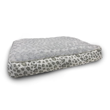 Jessica Simpson Large Orthopedic Memory Foam Plush Pillow Dog Bed, Cheetah, Gray