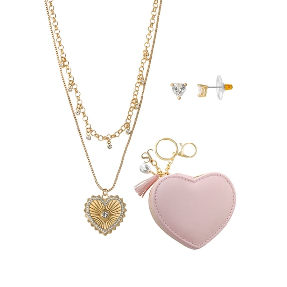 Jessica Simpson Layer Heart Necklace and Earring Gift Set
