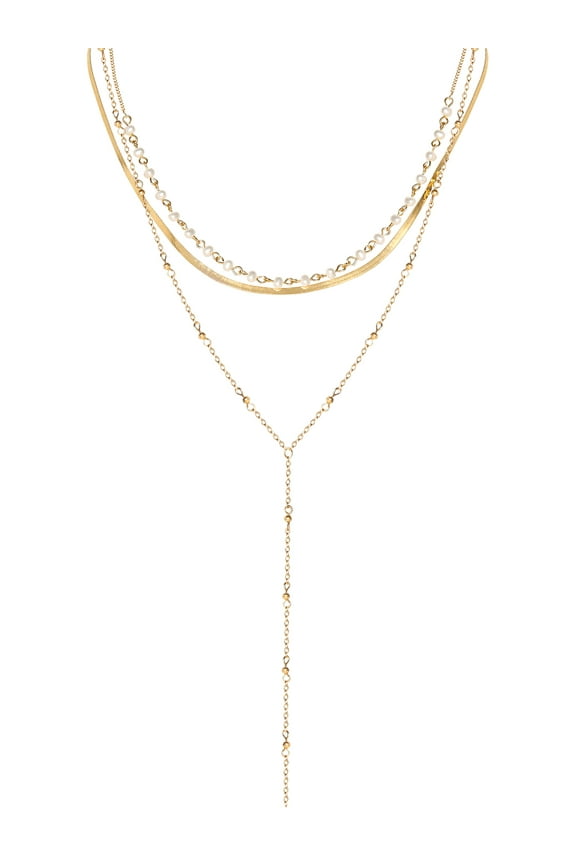 Women's Fashion Gold Tone Metal Layer Necklace Set