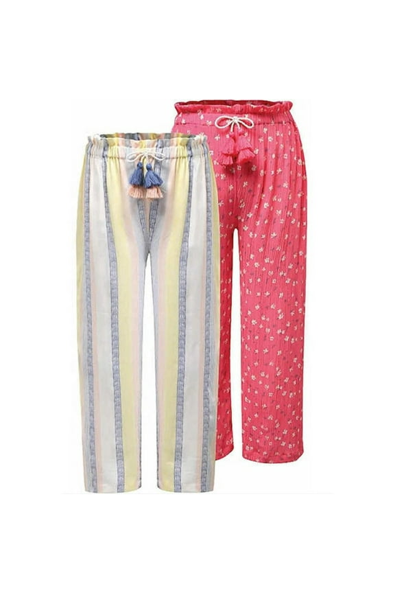 Little Girl's 2 Pack Pants (Pink Ditsy/Multi Stripe, X-Small(5/6))