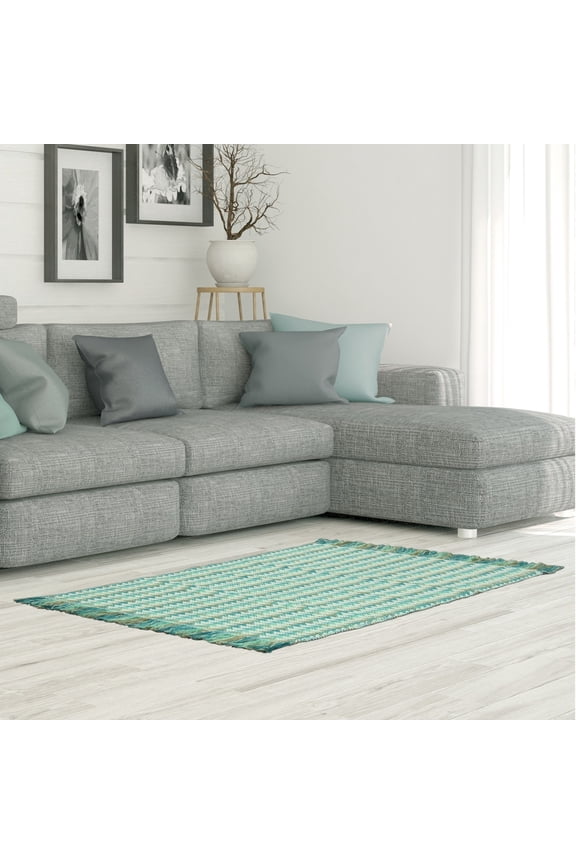 Lolita Geometric Cotton Accent Rug Multicolor Size 27 x 45