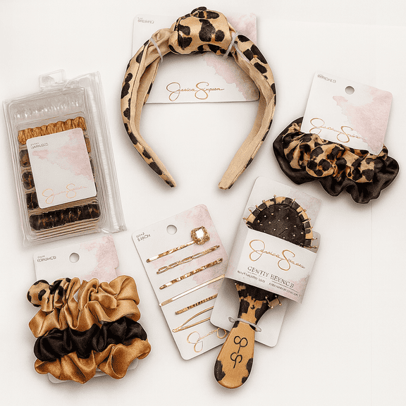Jessica Simpson Loosely Assorted Hair Accessory Set  Scrunchies, Headband, Hair Clips, Bobby Pins & Mini Brush