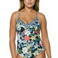 thumbnail image 1 of Jessica Simpson MANDARIN MULTI Tropical Punch Cross-Back Tankini Top, US Small, 1 of 3