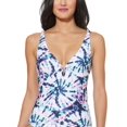 thumbnail image 1 of Jessica Simpson MIST Tie-Dyed V-Wire Tankini Swim Top, US Small, 1 of 3