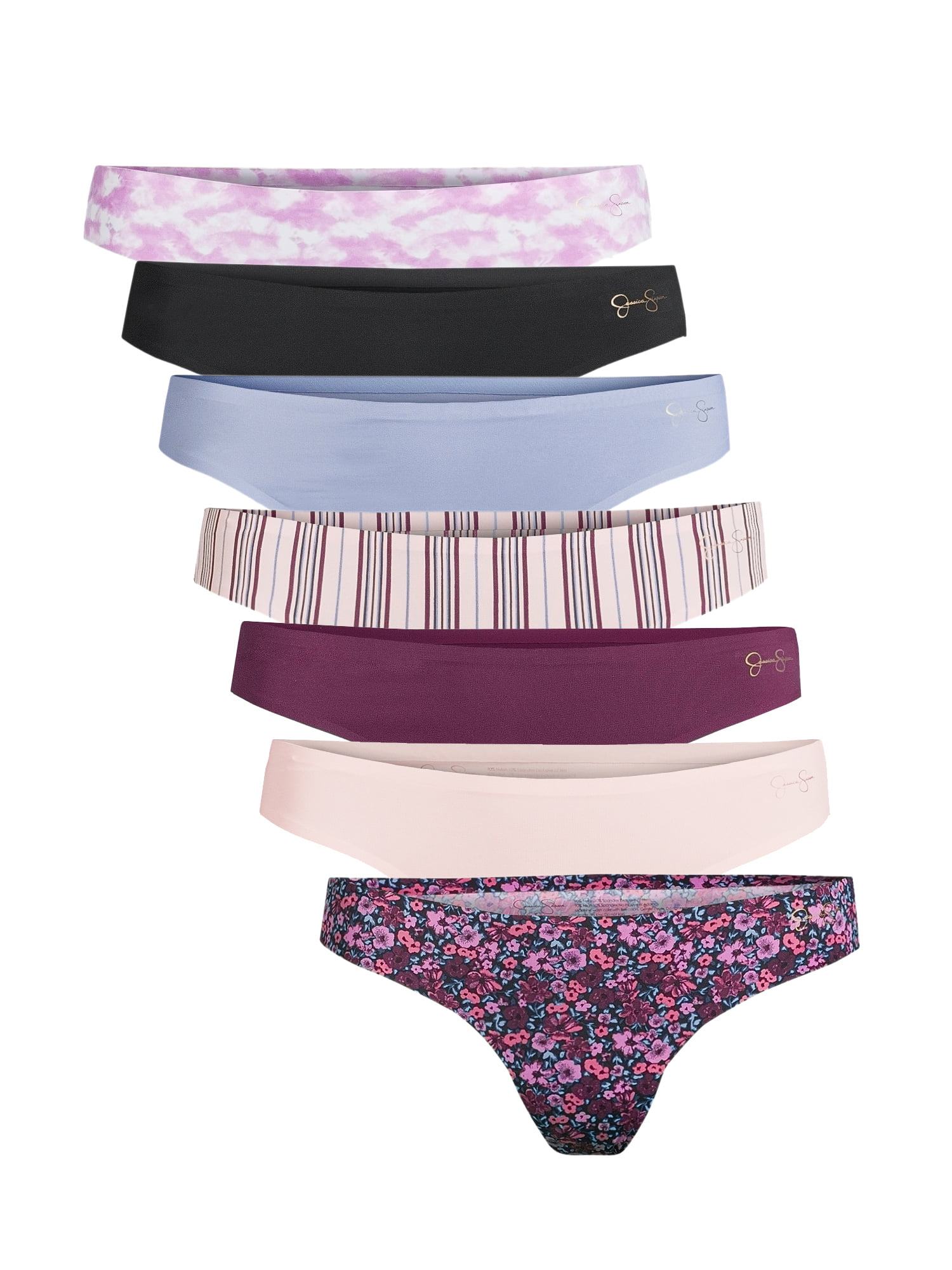 Jessica Simpson Women's Micro Bonded Thong Panties, 5-Pack 