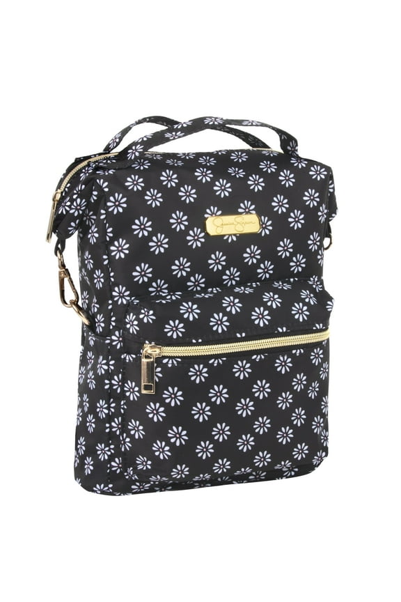 Mini Backpack Tote for Women, Work, Commuting & Traveling in Black Daisies
