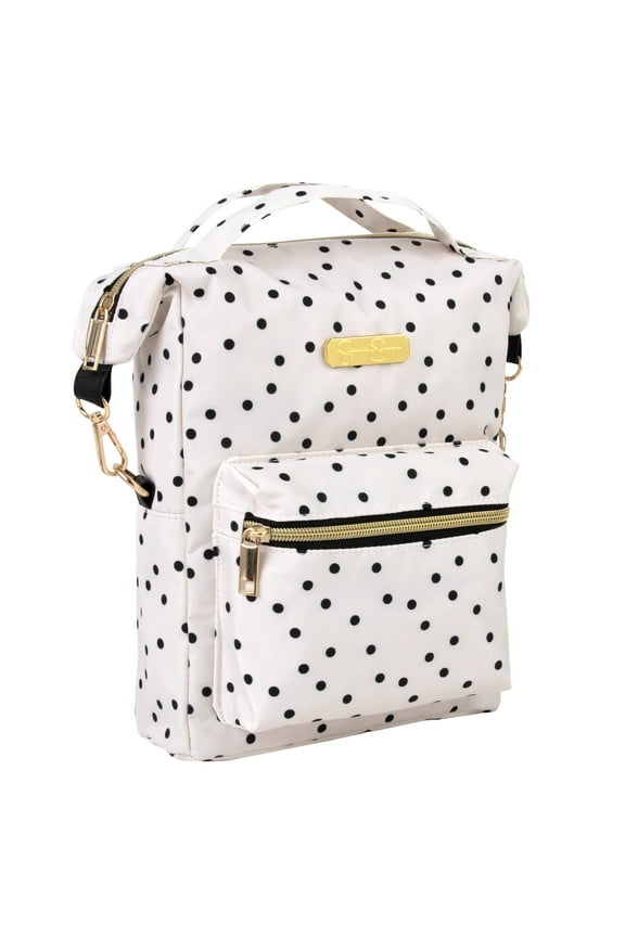 Mini Backpack Tote for Women, Going Out, Work, Commuting & Traveling in White Polka Dot