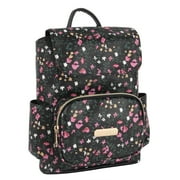 Jessica Simpson Mini Drawstring Magnetic Flap Backpack for Women, Going Out, Work, Commuting & Traveling in Black Blossoms