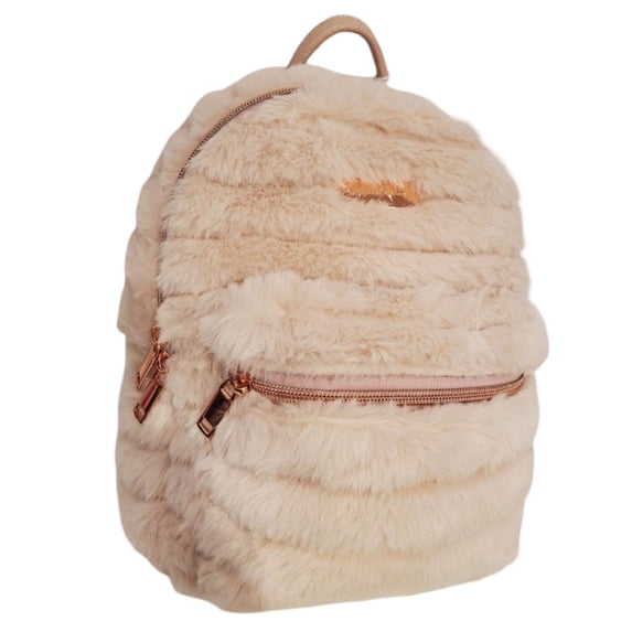 Jessica Simpson Mini Plush Backpack for Women for Going Out, Work, Commuting & Traveling in Strawberry Cream