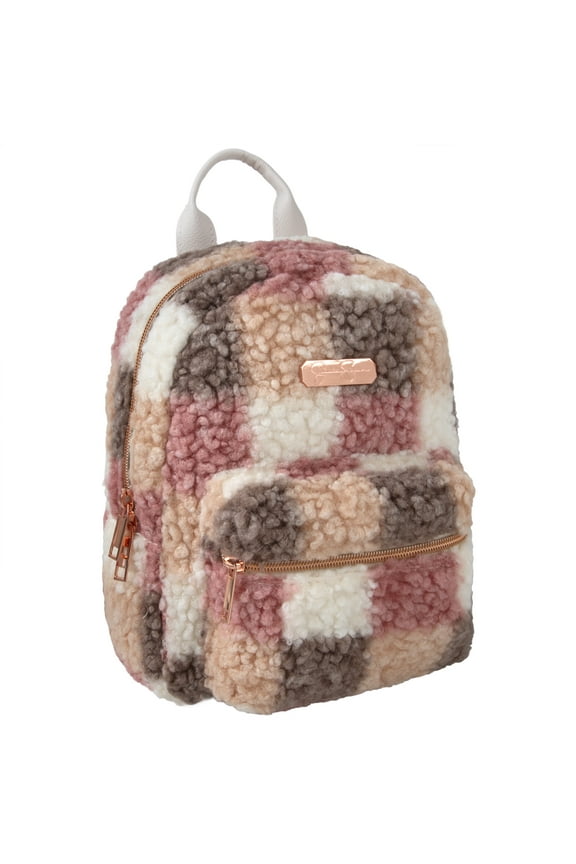Mini Plush Checkered Backpack for Women for Going Out, Work, Commuting & Traveling in Poptart Checkered Plush