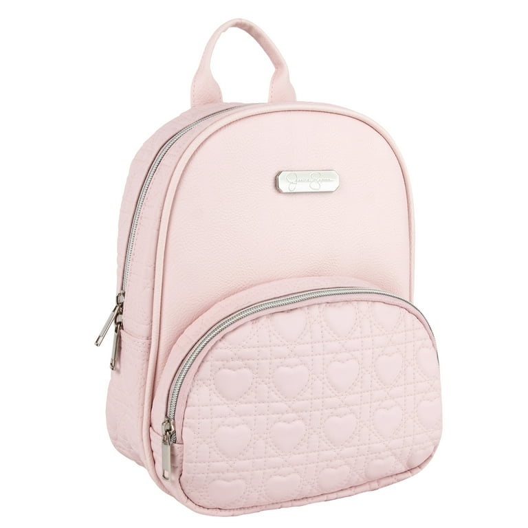 Jessica Simpson Mini Quilted Waterproof Vegan Leather Backpack for Women Teens and Girls for Work School Recreation Commuting Traveling in Pink