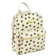 Jessica Simpson Mini Waterproof Vegan Leather Backpack for Women, Teens and Girls for Work, School, Recreation, Commuting & Traveling in Beige Floral
