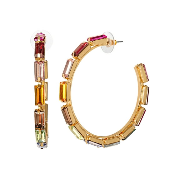 Jessica Simpson Multi Color Stone Hoop Earrings