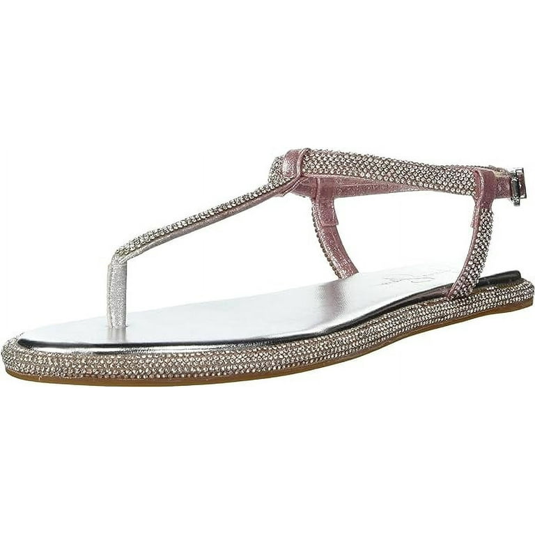 Jessica Simpson Oliara Women's Flat T-Strap Sandals Rhinstone