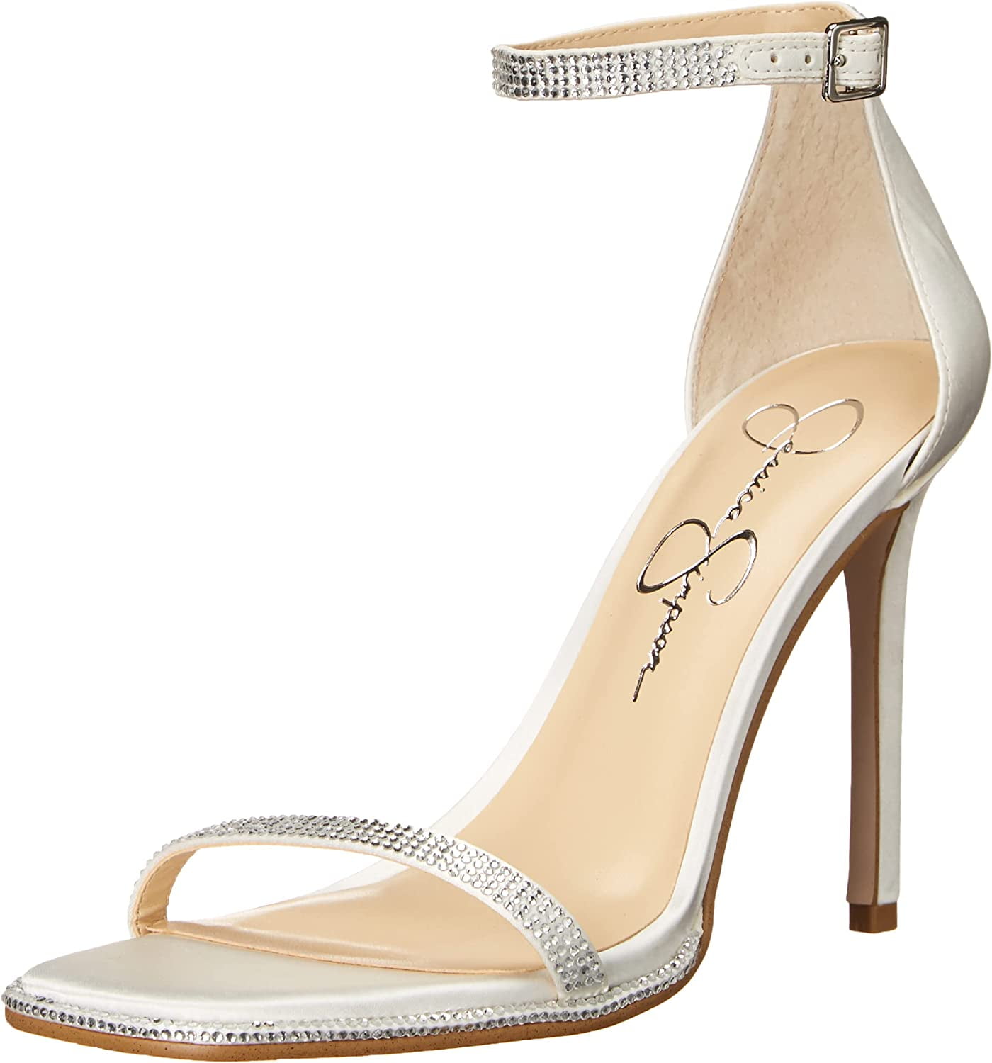 Jessica Simpson Ostey White Ankle Strap Stiletto Heel Squared Toe