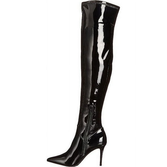 Jessica Simpson Over the Knee Boot Abrine Black Patent Side Pointed Toe Boots (Black, 6.5)