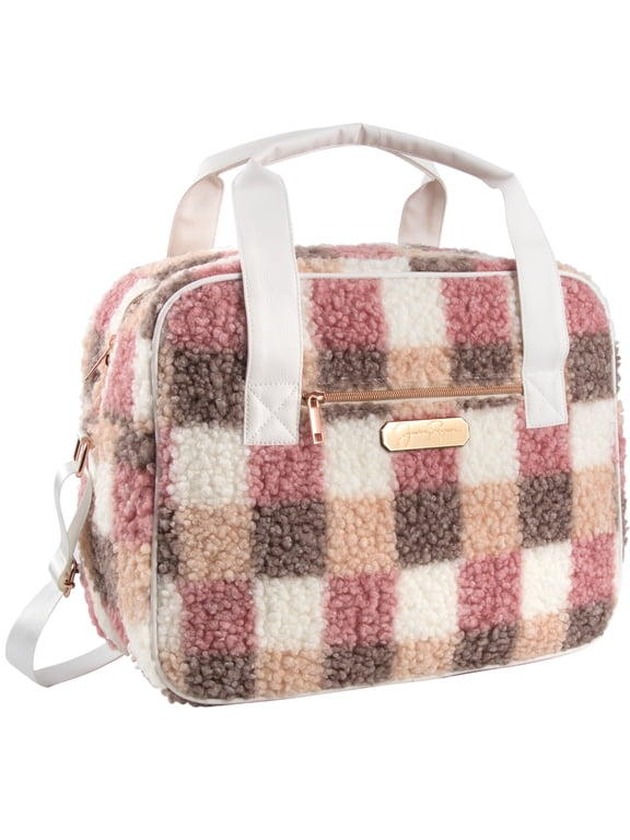 Overnight Weekender Duffle Travel Tote Bag with Adjustable Luggage Shoulder Strap for Travel, Commute, and Weekend Getaways in Plush Poptart Checkerboard