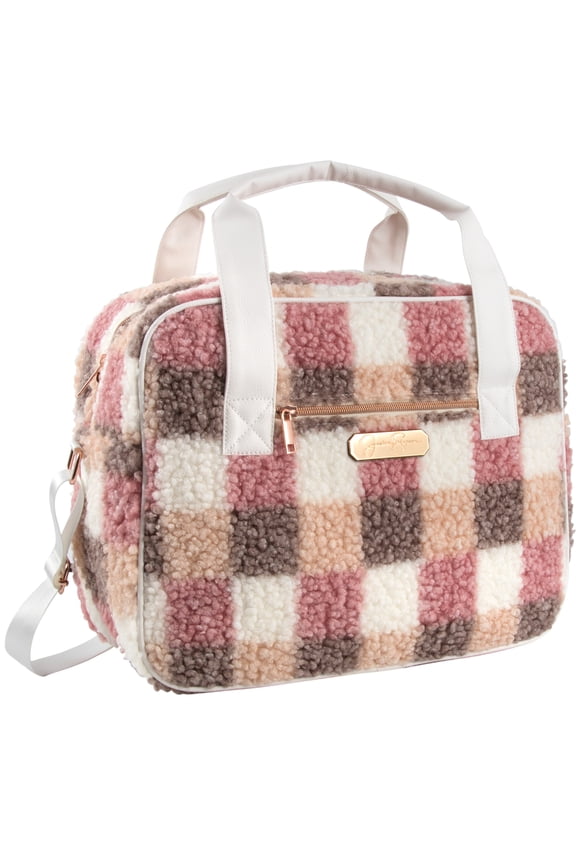 Overnight Weekender Duffle Travel Tote Bag with Adjustable Luggage Shoulder Strap for Travel, Commute, and Weekend Getaways in Plush Poptart Checkerboard