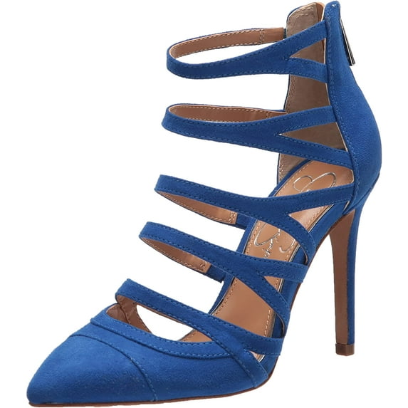 Jessica Simpson Parminda Royal Blue Pointed Toe Stiletto Heeled Strappy Pumps (Ultramarine, 6.5)