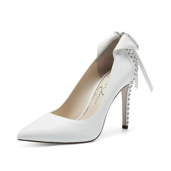Jessica Simpson Pestara Bright White Slip On Pointed Toe Stiletto Heel Pumps (Bright White, 8)