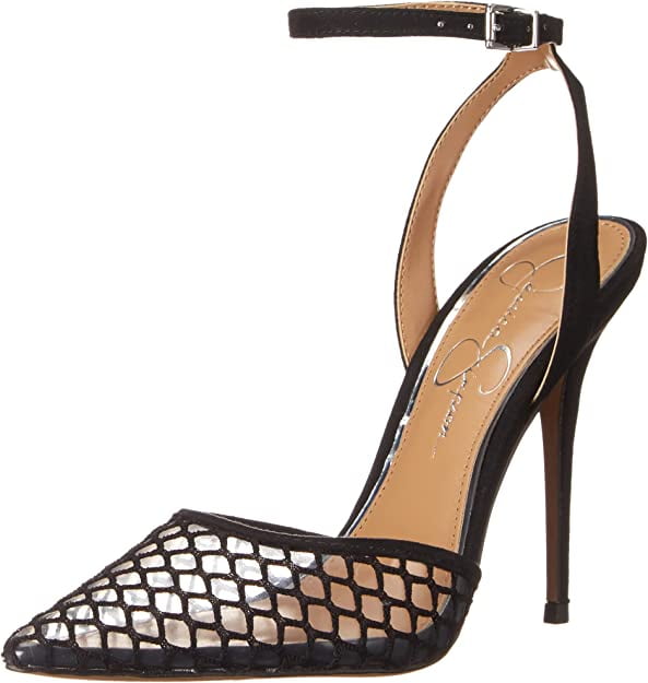 Jessica Simpson Pirrie Lucite Clear/Black Buckle Strap Pointed Toe Pumps  (Clear/Black, 6.5) - Walmart.com