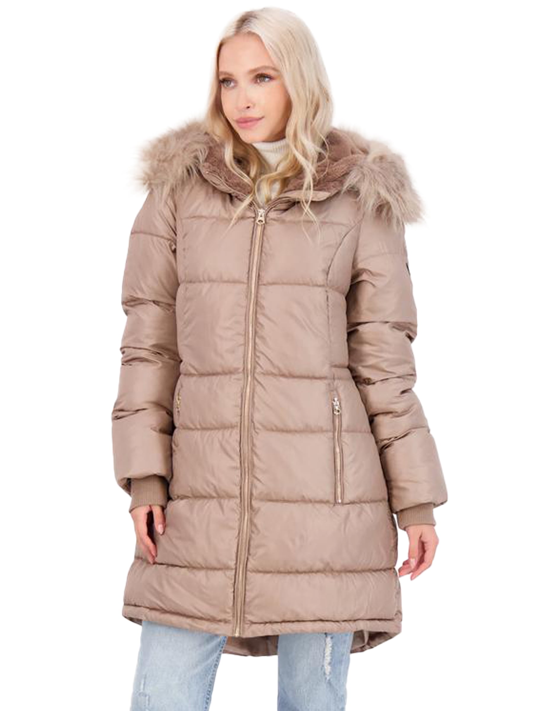 Jessica Simpson Puffer Coat For Women - Quilted Winter Coat w/ Faux Fur ...