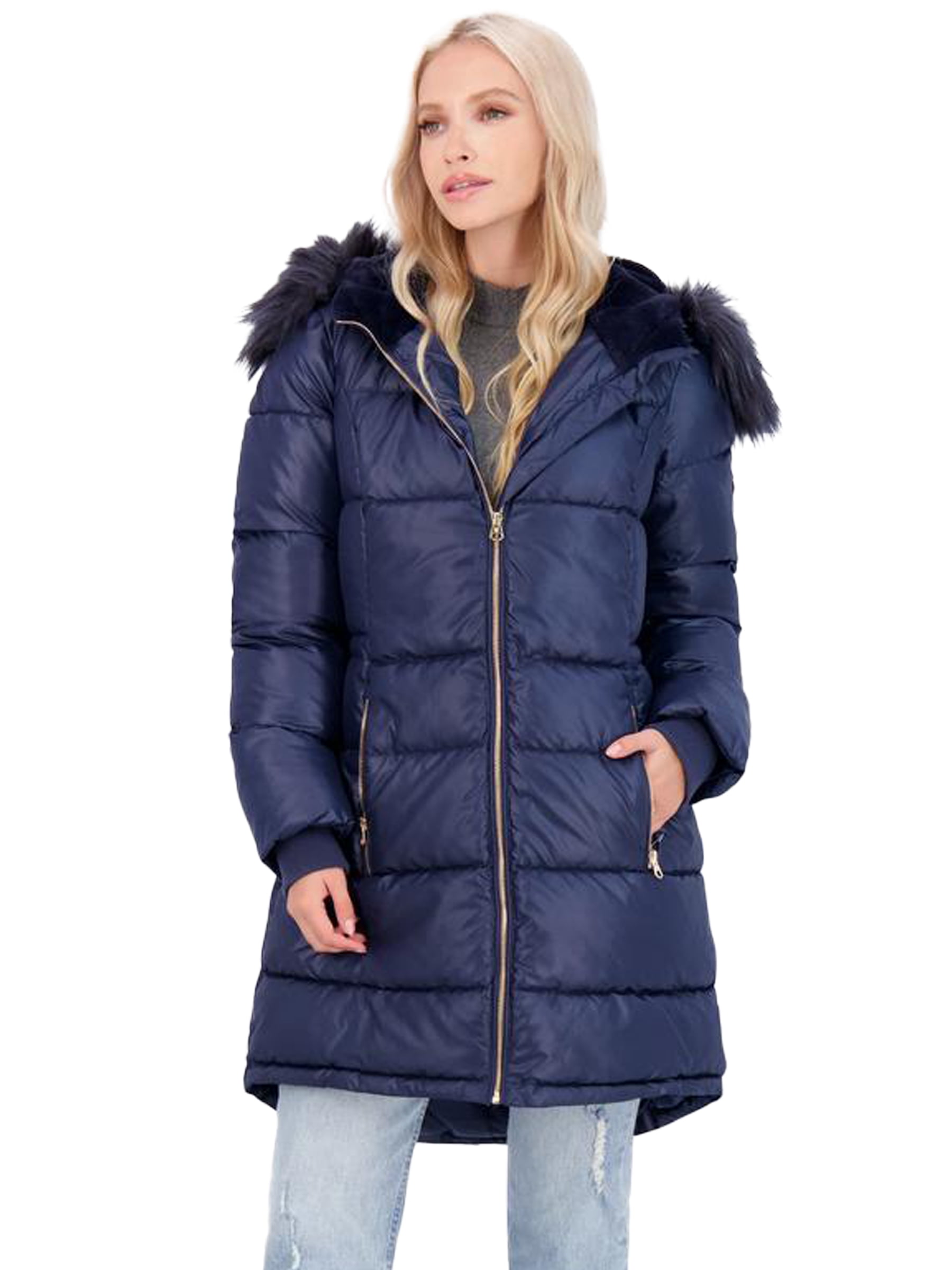 Jessica Simpson Puffer Coat For Women - Quilted Winter Coat w/ Faux Fur ...