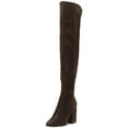 thumbnail image 1 of Jessica Simpson Pumella Chocolate Leather Pointed Block Heel Over The Knee Boots (Chocolate, 5.5), 1 of 3