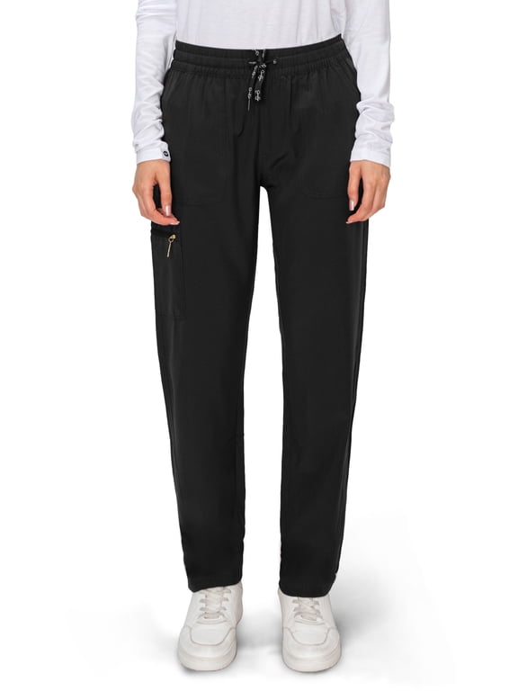 Scrubs Women's 5-Pocket Straight Leg Scrub Pants, Medical Uniform Work Pants with Side Zipper & Embroidered Logo