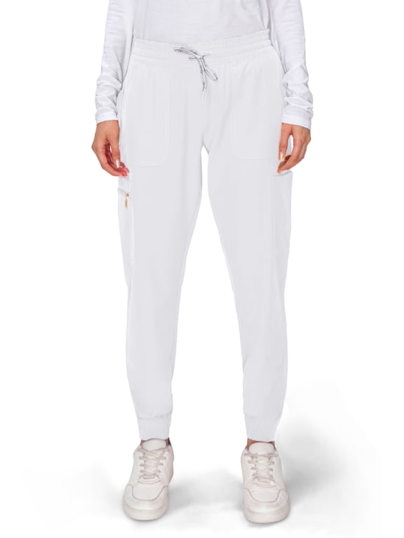 Scrubs Women's 6-Pocket Jogger Scrub Pants, Medical Uniform Pants with Zipper Pockets & Embroidered Logo